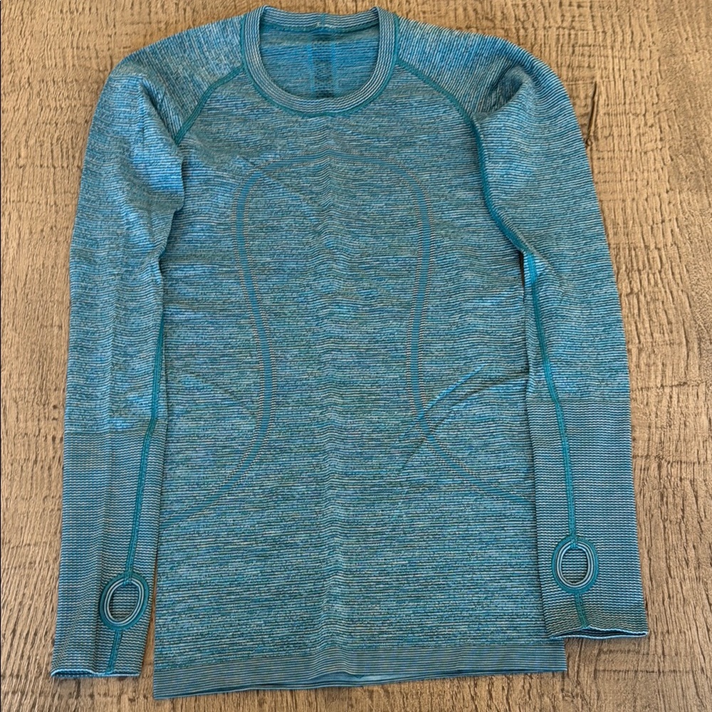 Lululemon Swiftly Tech LS Crew Size 6 Indian Ocean Black INOC/BLK 12873